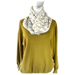 Michael Kors Signature Ivory and Metallic Gold Infinity Scarf NWT